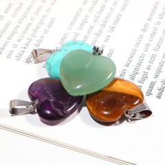 25pcs Natural Quartz Crystal Heart Stone Pendants Charms for jewelry making