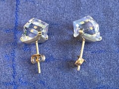14K Yellow Gold Prismatic Cube Earrings 1.59g Jewelry Push Back Studs *READ*