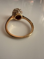 Vintage Seta Simulated Ruby Emerald Cut Gold Plated Rhinestones Size 5 Estate