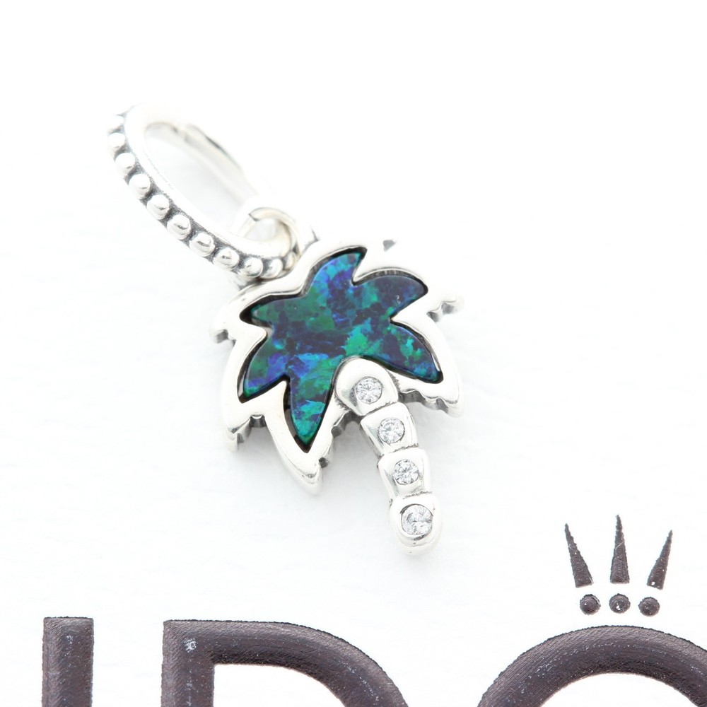 Authentic Pandora Opalescent Green Palm Tree Charm 793352C01