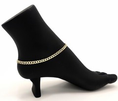 5mm CONCAVE CUBAN LINK CHAIN ANKLET 10″ CUBIC ZIRCONIA BRACELET 14K GOLD PLATED