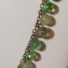 Croft & Barrow Green Bead Necklace Simulated Crystal AB, Moonglow, Lampwork