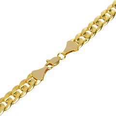 Solid Men’s 14K Gold Plated 10 mm / 24″ Cut Concave Cuban Link Chain Necklace