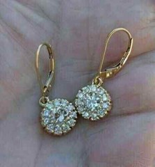 2Ct Round Simulated Diamond Women’s Dangle/Drop Earring 14k Yelllow Gold Plated