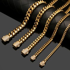 6mm-14mm Mens Miami Cuban Link Chain SOLID Stainless Steel Necklace or Bracelet