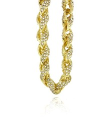 14k Gold/White Gold Iced-Out 10mm Rope Chain Necklace
