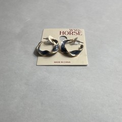 Wyo-Horse Silver Tone Round Hoop Earrings Post Closure No Stone