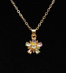 Cute Colorful Flower Pendant Necklace Golden Toned Christmas Party Birthday Gift