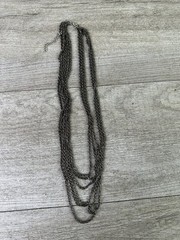 Multi Strand Layered Gunmetal Rope Chain Necklace 21 Inch Adjustable
