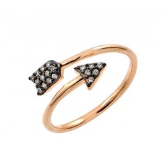 Black Rhodium Gold Plated Sterling Silver 925 Clear CZ Arrow Ring Sizes 5-9