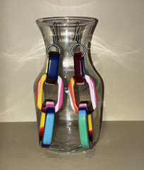 Multicolored plastic chain link earring set