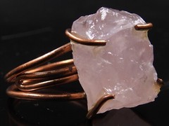 Rose Quartz Ring Crystal Rough Copper Jewelry Wire Wrapping Adjustable Size