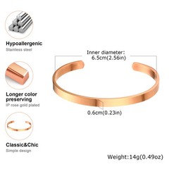 3–10mm Stainless Steel Open Cuff Bangles Unisex Glossy Bracelets Set