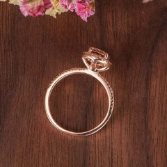 1.50Ct Oval Cut Morganite Simulated Diamond Wedding Ring 14K Rose Gold finish