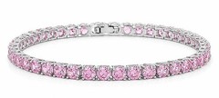PINK SAPPHIRE 14.88 Cts TENNIS BRACELET 14K WHITE GOLD PLATED -Made in USA – NWT