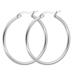 Sterling Silver Hoop Earrings Silver Smooth Round Shaped for Women 10MM-60MM USA