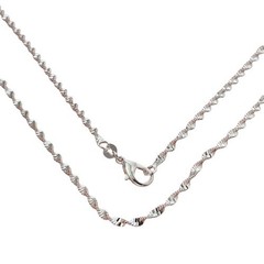 Copper electroplated 925 silver 2MM water wave necklace 40-60CM