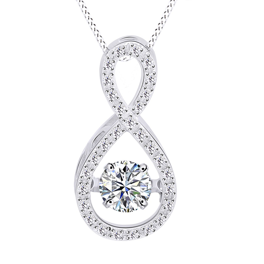 Infinity Dancing Pendant Necklace With Chain Simulated Diamond Solid 925 Silver