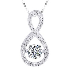 Infinity Dancing Pendant Necklace With Chain Simulated Diamond Solid 925 Silver