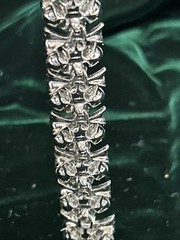 LISNER Aurora Borealis AB Rhinestone Choker Necklace Silver Tone Ribbed Fan Link