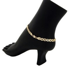 4mm MARINER ANCHOR LINK CHAIN QUALITY ANKLET BRACELET 14K ITALY GOLD PLATED