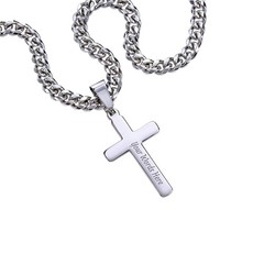 Son when others step back Personalized Cross Necklace with Cuban Chain