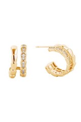 Do Everything in Love 14K Gold/White Dipped Post Hoop Cz Paved Earring Korea