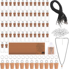 50 Sets Mustard Seed Faith Necklace for Women 0.5Ml Glass Bottles with Cork DIY