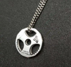 Weight Plate Gym Bodybuilding Fitness Sport Jewelry Necklace Silver