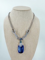 Givenchy Silver Tone Blue Crystal Necklace