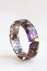 Purple Hydrangea Resin Ring, Pressed Flower Ring, Botanical Band Handmade