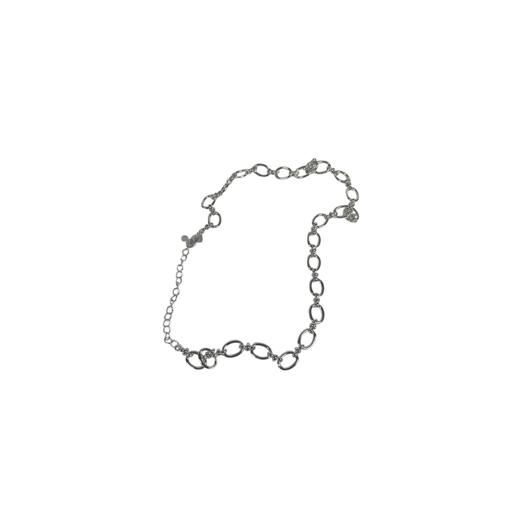 Silver Tone Oval Link Chain Necklace Dainty Minimalist Layering Jewelry
