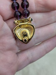 Nolan Miller Double Strand Purple Bead Bracelet Gold Tone Crystal Heart ❤️❤️❤️