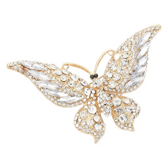 2pcs Crystal Butterfly Brooch Pin Gold Tone Rhinestone Wedding Scarf Lapel
