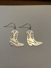 Cowboy Boots Earrings Silver Tone Dangle Cowgirl Western