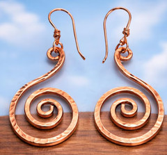 1 Pair Pure Copper Healing Spiral Hook Earrings, Jewelry Spiritual Kriya