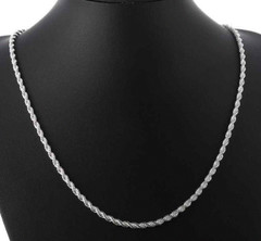 Sterling Silver .925 Diamond Cut Twisted French Rope Chain Necklace Bracelet