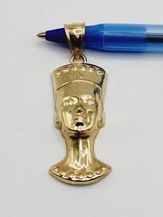 10KT Yellow Gold Nefertiti Queen of Egypt Face Pendant/Charm