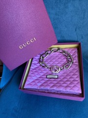 Authentic Gucci Interlocking G Chunky Chain Choker Necklace Silver Tone Rare