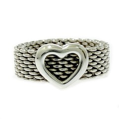 TIFFANY&Co. Silver Somerset Mesh Heart Ring 5.0g 925 576341 Ring
