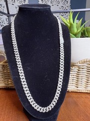8MM 22in SOLID 925 Sterling Silver (~66g) Moissanite Miami Cuban Chain