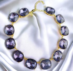 Nolan Miller RARE Dynamic Dimensions Crystal Stone VIOLET Statement Necklace