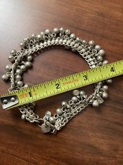 JR Silver Tone Gypsy Belly Dance Charm Anklet 9” Very Nice