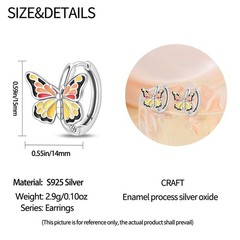 PANDACH 925 Sterling Silver Tiny Butterfly Hoop Earrings for Women Daily Wear