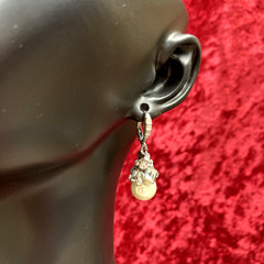 Givenchy Silver Tone Crystal & Imitation Pearl Small Drop Earrings NWT $48