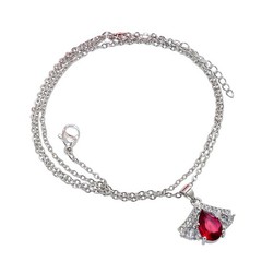 Pink Rubellite Tourmaline & Cz 925 Silver Pendant With Chain 18-20″ CP5718