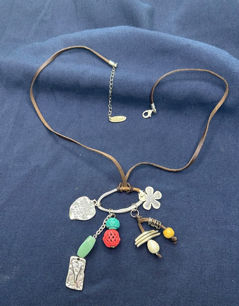 Plunder Design Brand Pendant with Brown Leather Cord Necklace “Great Love”