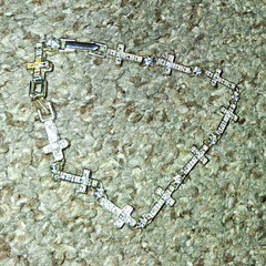 Silver Tone Cross Link Bracelet with Crystal Rhinestones, Pavé, Box Closure