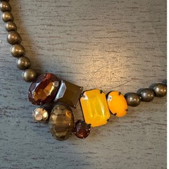 Antique Brass Beaded Necklace Vintage Burnished Gold Tone Adjustable 16-18in