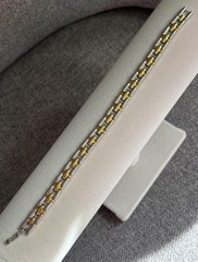 Vtg 80/90s Givenchy Two Tone Panther Link Bracelet 7” Gold & Silver Tone Metal
